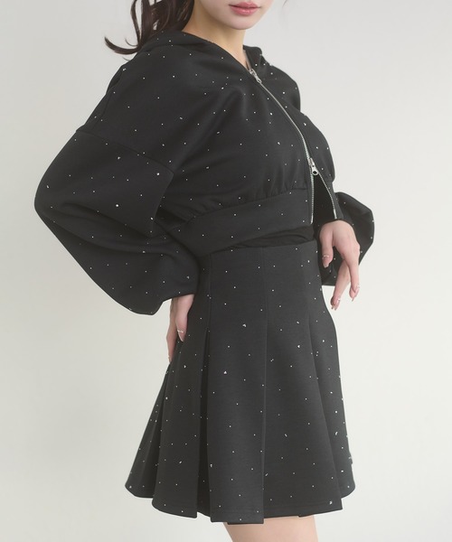 Ambre Neige(アンブルネージュ)の「rhinestone pleated mini skirt / ラインストーンプリーツミニスカート(スカート・レディース・杢グレー/ブラック・FREE)」の20枚目の写真