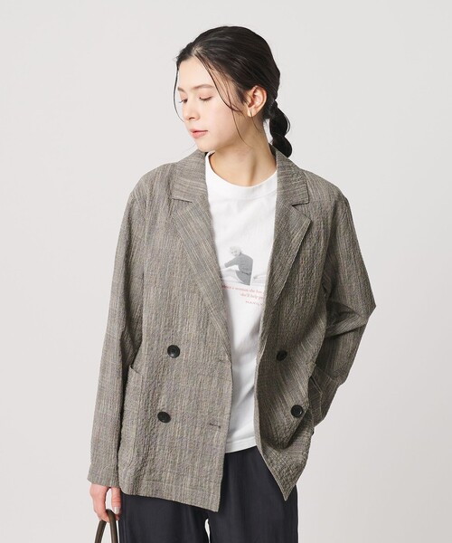 BEAUTY&YOUTH UNITED ARROWS(ビューティーアンドユースユナイテッドアローズ)の「【WEB限定】グレンチェック ダブルジャケット ウォッシャブル(テーラードジャケット・レディース・ブラック/ベージュ・FREE)」の2枚目の写真