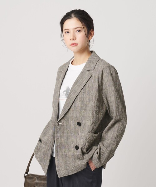 BEAUTY&YOUTH UNITED ARROWS(ビューティーアンドユースユナイテッドアローズ)の「【WEB限定】グレンチェック ダブルジャケット ウォッシャブル(テーラードジャケット・レディース・ブラック/ベージュ・FREE)」の3枚目の写真