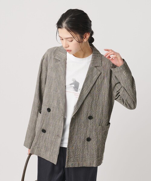 BEAUTY&YOUTH UNITED ARROWS(ビューティーアンドユースユナイテッドアローズ)の「【WEB限定】グレンチェック ダブルジャケット ウォッシャブル(テーラードジャケット・レディース・ブラック/ベージュ・FREE)」の4枚目の写真