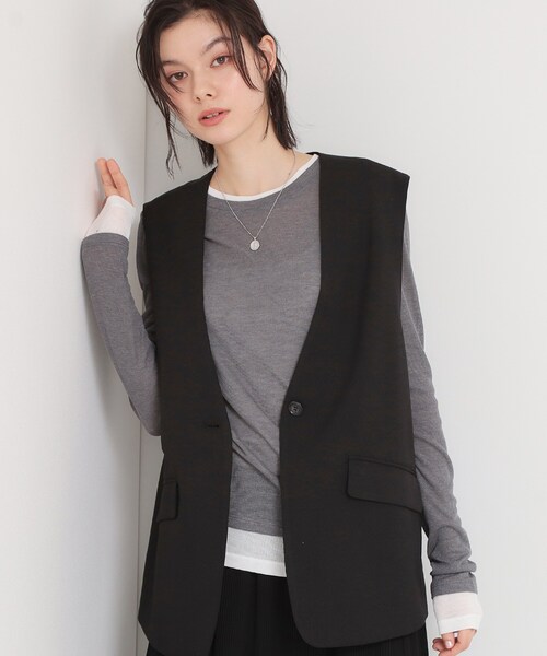 THE SHOP TK （ザ ショップ ティーケー ）の「配色テレコカットソー（Tシャツ/カットソー・レディース・チャコールグレー/ナチュラル/ライトブルー・13/12）」の2枚目の写真