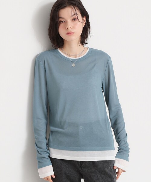 THE SHOP TK （ザ ショップ ティーケー ）の「配色テレコカットソー（Tシャツ/カットソー・レディース・チャコールグレー/ナチュラル/ライトブルー・13/12）」の3枚目の写真