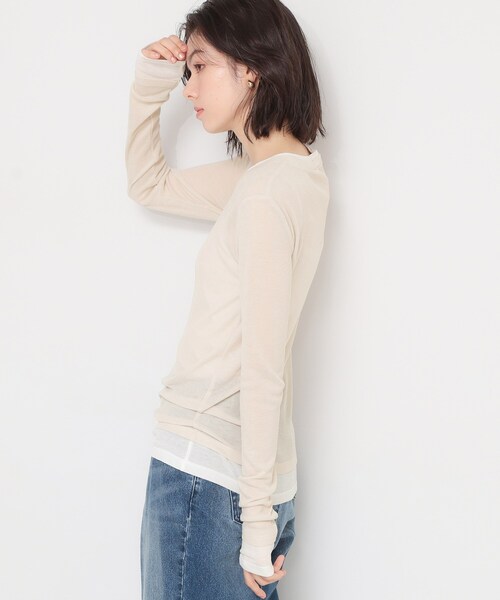 THE SHOP TK （ザ ショップ ティーケー ）の「配色テレコカットソー（Tシャツ/カットソー・レディース・チャコールグレー/ナチュラル/ライトブルー・13/12）」の8枚目の写真