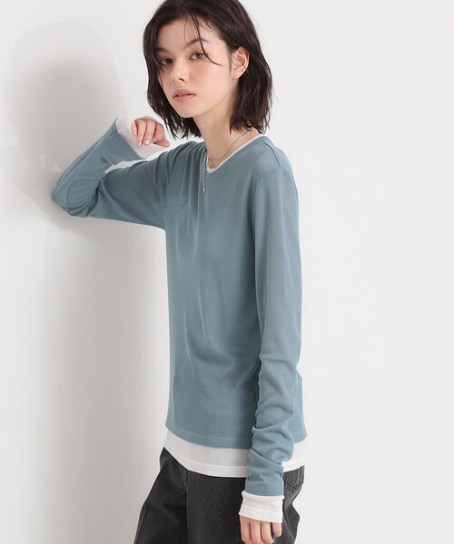 THE SHOP TK （ザ ショップ ティーケー ）の「配色テレコカットソー（Tシャツ/カットソー・レディース・チャコールグレー/ナチュラル/ライトブルー・13/12）」の12枚目の写真