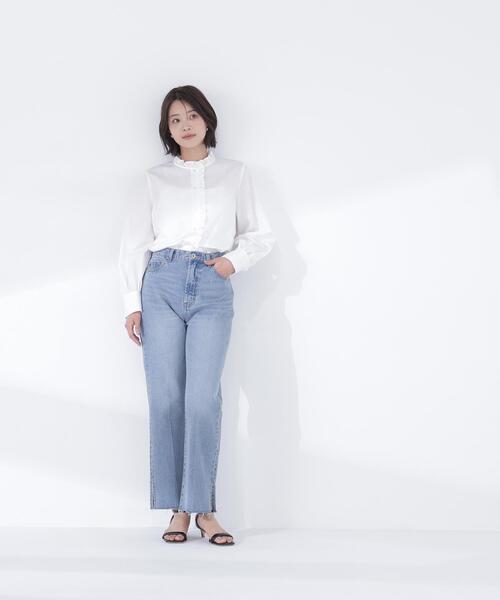 NATURAL BEAUTY BASIC(ナチュラルビューティーベーシック)の「◇スタンドネックフリルブラウス(シャツ/ブラウス・レディース・グレー系その他/ブルー/オフホワイト・MEDIUM/SMALL)」の19枚目の写真
