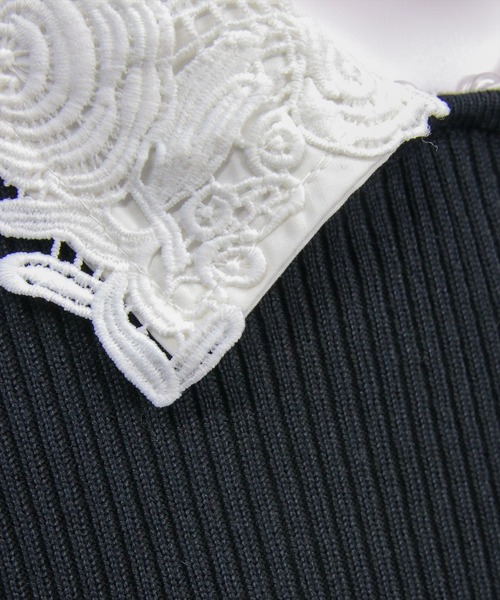 CLEAR BASIC（クリアベーシック）の「レース襟付きニットトップス[大人 フェミニン 上品]（ニット/セーター・レディース・オフホワイト/ブラック/レッド・F）」の22枚目の写真