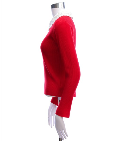 CLEAR BASIC（クリアベーシック）の「レース襟付きニットトップス[大人 フェミニン 上品]（ニット/セーター・レディース・オフホワイト/ブラック/レッド・F）」の5枚目の写真