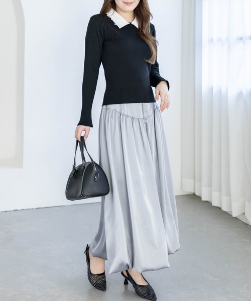 CLEAR BASIC（クリアベーシック）の「レース襟付きニットトップス[大人 フェミニン 上品]（ニット/セーター・レディース・オフホワイト/ブラック/レッド・F）」の17枚目の写真