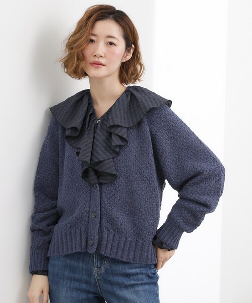 grove(グローブ)の「高評価!【洗える】リラックスして着たい、Vネックカーディガン(カーディガン/ボレロ・レディース・ネイビー/ベビーピンク/オフホワイト・05/04/03/02/01)」の20枚目の写真