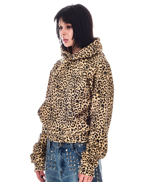 BEEDEN（ビーデン）の「POINT SNAP FASTENER PULLOVER（パーカー・レディース・レッド/レオパード・FREE）」の4枚目の写真