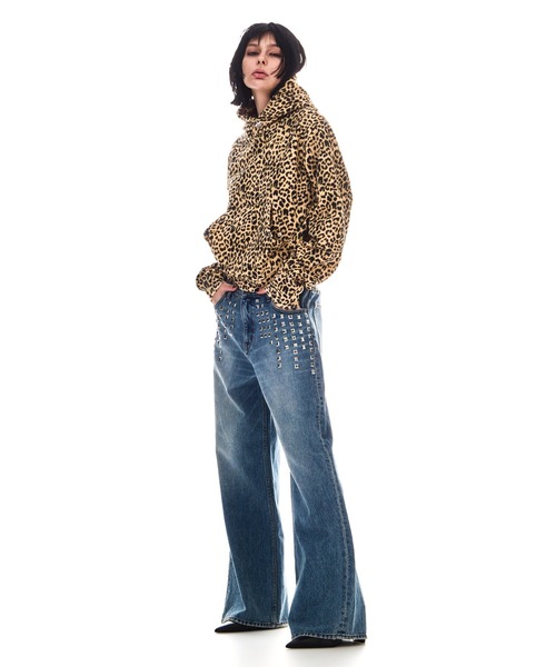 BEEDEN（ビーデン）の「POINT SNAP FASTENER PULLOVER（パーカー・レディース・レッド/レオパード・FREE）」の9枚目の写真
