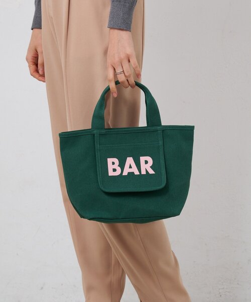 BIRTHDAY BAR（バースデイバー）の「メッシュポケット付きキャンバスロゴプリントミニトートバッグ（トートバッグ・レディース・ブラック/アイボリー/グリーン/ブルー・0）」の4枚目の写真