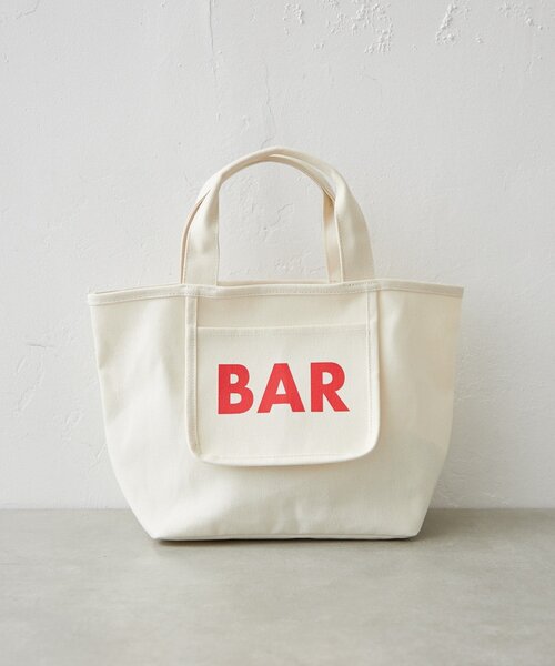 BIRTHDAY BAR（バースデイバー）の「メッシュポケット付きキャンバスロゴプリントミニトートバッグ（トートバッグ・レディース・ブラック/アイボリー/グリーン/ブルー・0）」の7枚目の写真