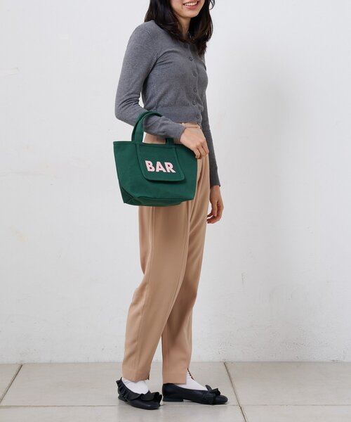 BIRTHDAY BAR（バースデイバー）の「メッシュポケット付きキャンバスロゴプリントミニトートバッグ（トートバッグ・レディース・ブラック/アイボリー/グリーン/ブルー・0）」の21枚目の写真