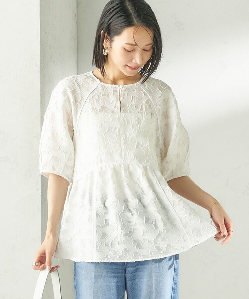 SHIPS（シップス）の「〈手洗い可能〉ジャカード ペプラム ブラウス（シャツ/ブラウス・レディース・ホワイト/ライトブルー/ブラック・ONE SIZE）」の22枚目の写真