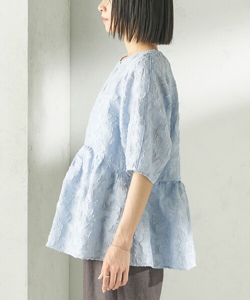 SHIPS（シップス）の「〈手洗い可能〉ジャカード ペプラム ブラウス（シャツ/ブラウス・レディース・ホワイト/ライトブルー/ブラック・ONE SIZE）」の20枚目の写真