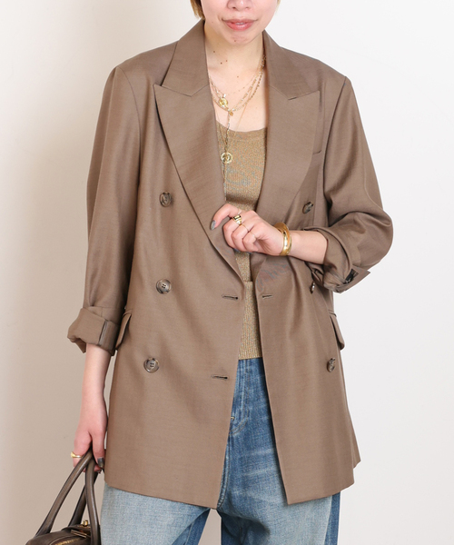 AP STUDIO（エーピーストゥディオ）の「サバービアジャケット（テーラードジャケット・レディース・キャメル/ブラック・36/38）」の2枚目の写真