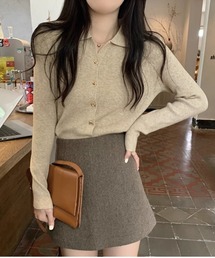 Lips（リップス）の「メタルリングボタンエリツキカーディガン/柔らかリブニット（ニット/セーター）」