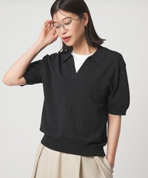 green label relaxing（グリーンレーベルリラクシング）の「【WEB限定】＜at ease＞エリツキ スキッパー ニット 接触冷感 UVカット 遮熱（ニット/セーター）」