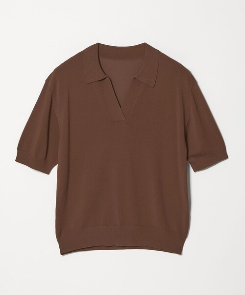 green label relaxing(グリーンレーベルリラクシング)の「【WEB限定】<at ease>エリツキ スキッパー ニット 接触冷感 UVカット 遮熱(ニット/セーター・レディース・ブラック/ホワイト/ダークブラウン/イエロー・FREE)」の21枚目の写真