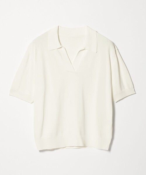 green label relaxing(グリーンレーベルリラクシング)の「【WEB限定】<at ease>エリツキ スキッパー ニット 接触冷感 UVカット 遮熱(ニット/セーター・レディース・ブラック/ホワイト/ダークブラウン/イエロー・FREE)」の15枚目の写真