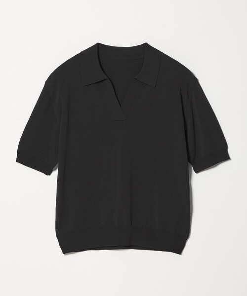 green label relaxing(グリーンレーベルリラクシング)の「【WEB限定】<at ease>エリツキ スキッパー ニット 接触冷感 UVカット 遮熱(ニット/セーター・レディース・ブラック/ホワイト/ダークブラウン/イエロー・FREE)」の12枚目の写真