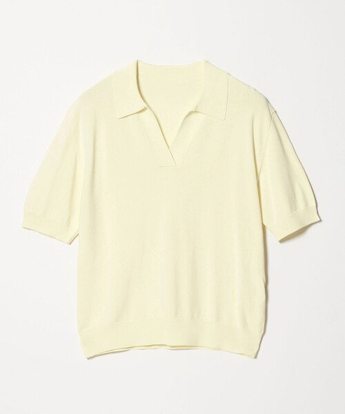 green label relaxing(グリーンレーベルリラクシング)の「【WEB限定】<at ease>エリツキ スキッパー ニット 接触冷感 UVカット 遮熱(ニット/セーター・レディース・ブラック/ホワイト/ダークブラウン/イエロー・FREE)」の9枚目の写真