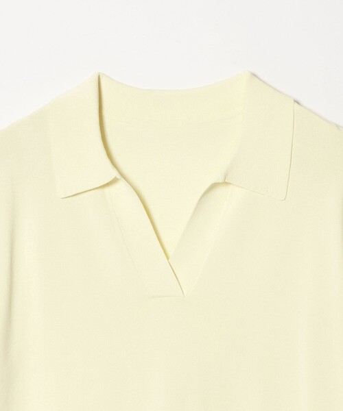 green label relaxing(グリーンレーベルリラクシング)の「【WEB限定】<at ease>エリツキ スキッパー ニット 接触冷感 UVカット 遮熱(ニット/セーター・レディース・ブラック/ホワイト/ダークブラウン/イエロー・FREE)」の8枚目の写真