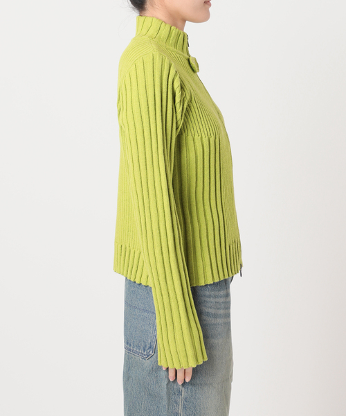 Oriens JOURNAL STANDARD（オリエンス ジャーナルスタンダード）の「フロントジップリブニットトップス（ニット/セーター・レディース・スカイブルー/パープル/グリーン・FREE）」の10枚目の写真