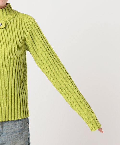 Oriens JOURNAL STANDARD（オリエンス ジャーナルスタンダード）の「フロントジップリブニットトップス（ニット/セーター・レディース・スカイブルー/パープル/グリーン・FREE）」の11枚目の写真