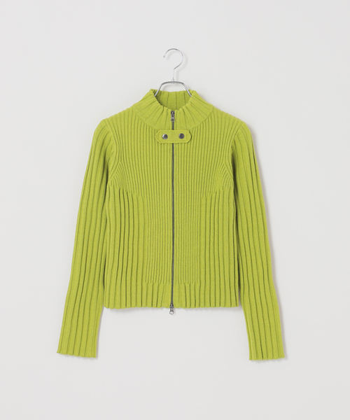 Oriens JOURNAL STANDARD（オリエンス ジャーナルスタンダード）の「フロントジップリブニットトップス（ニット/セーター・レディース・スカイブルー/パープル/グリーン・FREE）」の14枚目の写真