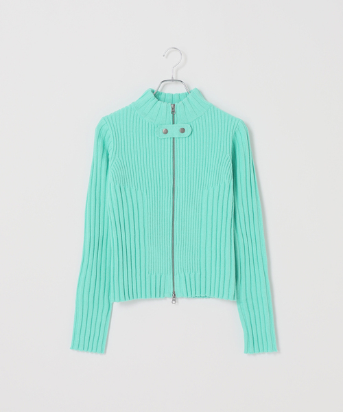 Oriens JOURNAL STANDARD（オリエンス ジャーナルスタンダード）の「フロントジップリブニットトップス（ニット/セーター・レディース・スカイブルー/パープル/グリーン・FREE）」の17枚目の写真