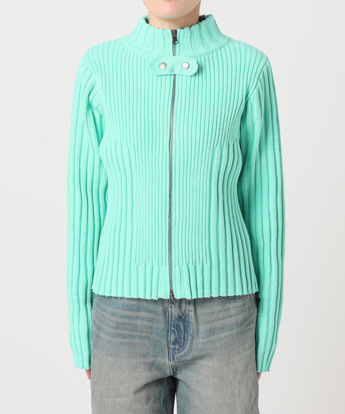 Oriens JOURNAL STANDARD（オリエンス ジャーナルスタンダード）の「フロントジップリブニットトップス（ニット/セーター・レディース・スカイブルー/パープル/グリーン・FREE）」の18枚目の写真