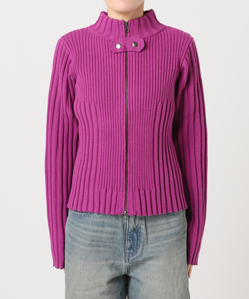 Oriens JOURNAL STANDARD（オリエンス ジャーナルスタンダード）の「フロントジップリブニットトップス（ニット/セーター・レディース・スカイブルー/パープル/グリーン・FREE）」の21枚目の写真