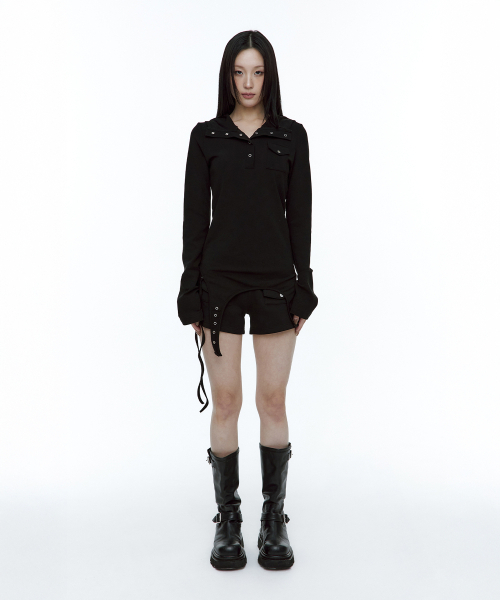 ROUGHNECK(ラフネック)の「ガーター フードパーカー ヘンリートップ ブラック(Tシャツ/カットソー・レディース・その他・SMALL/MEDIUM)」の2枚目の写真