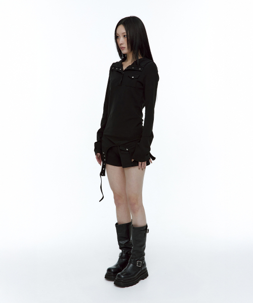 ROUGHNECK(ラフネック)の「ガーター フードパーカー ヘンリートップ ブラック(Tシャツ/カットソー・レディース・その他・SMALL/MEDIUM)」の3枚目の写真