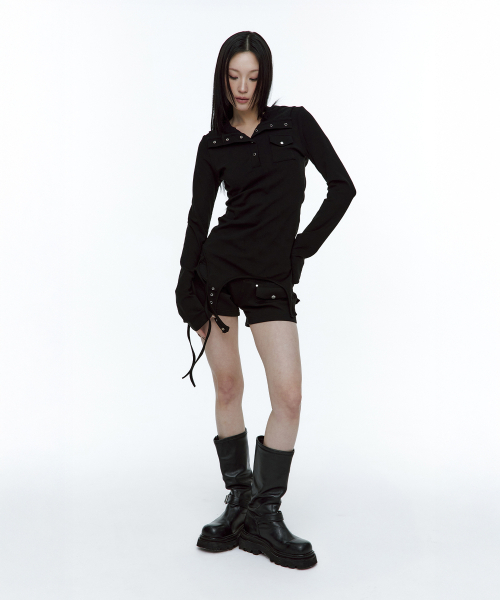 ROUGHNECK(ラフネック)の「ガーター フードパーカー ヘンリートップ ブラック(Tシャツ/カットソー・レディース・その他・SMALL/MEDIUM)」の5枚目の写真