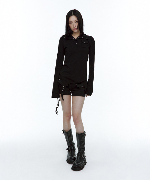 ROUGHNECK(ラフネック)の「ガーター フードパーカー ヘンリートップ ブラック(Tシャツ/カットソー・レディース・その他・SMALL/MEDIUM)」の6枚目の写真