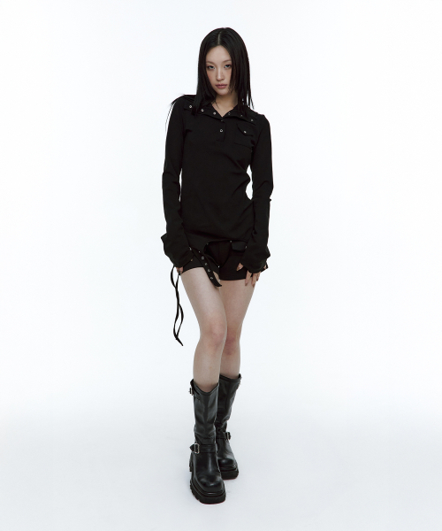 ROUGHNECK(ラフネック)の「ガーター フードパーカー ヘンリートップ ブラック(Tシャツ/カットソー・レディース・その他・SMALL/MEDIUM)」の7枚目の写真