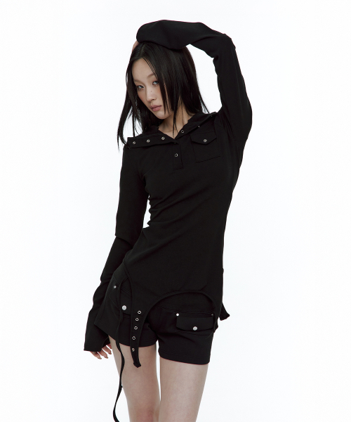 ROUGHNECK(ラフネック)の「ガーター フードパーカー ヘンリートップ ブラック(Tシャツ/カットソー・レディース・その他・SMALL/MEDIUM)」の8枚目の写真