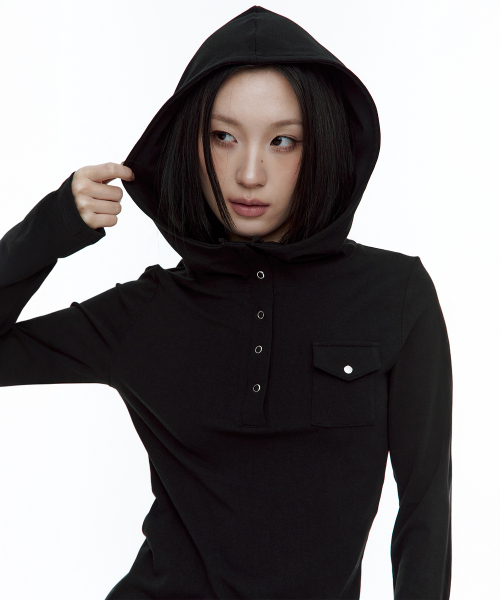 ROUGHNECK(ラフネック)の「ガーター フードパーカー ヘンリートップ ブラック(Tシャツ/カットソー・レディース・その他・SMALL/MEDIUM)」の10枚目の写真