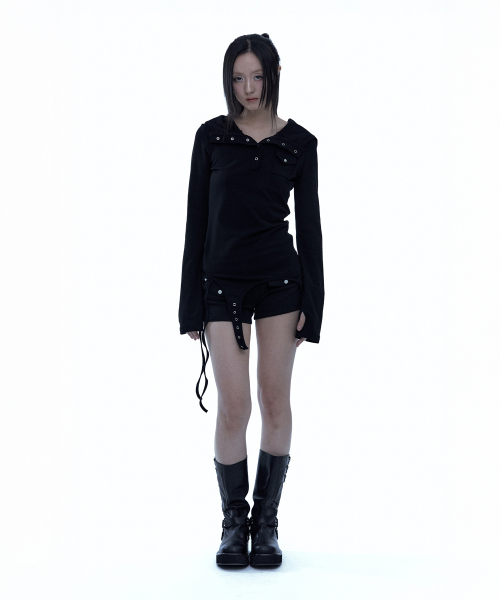 ROUGHNECK(ラフネック)の「ガーター フードパーカー ヘンリートップ ブラック(Tシャツ/カットソー・レディース・その他・SMALL/MEDIUM)」の11枚目の写真