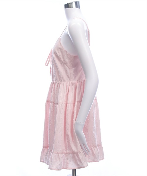 clear（クリア）の「【バレエコア/レイヤード】ドット柄レースアップキャミワンピース[ビスチェ/チュニック/ガーリー]（ワンピース・レディース・ライトピンク/ライトベージュ/ブラック/オフホワイト・F）」の9枚目の写真