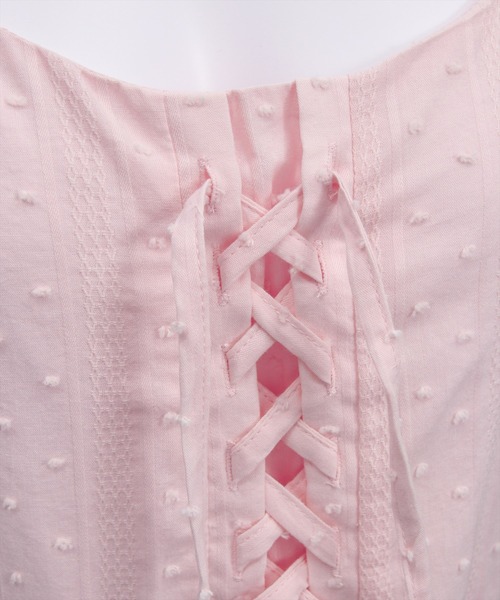 clear（クリア）の「【バレエコア/レイヤード】ドット柄レースアップキャミワンピース[ビスチェ/チュニック/ガーリー]（ワンピース・レディース・ライトピンク/ライトベージュ/ブラック/オフホワイト・F）」の15枚目の写真