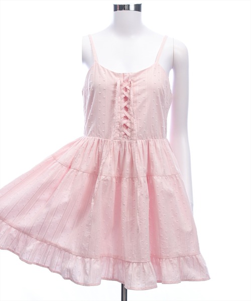 clear（クリア）の「【バレエコア/レイヤード】ドット柄レースアップキャミワンピース[ビスチェ/チュニック/ガーリー]（ワンピース・レディース・ライトピンク/ライトベージュ/ブラック/オフホワイト・F）」の17枚目の写真