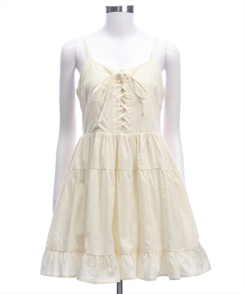 clear（クリア）の「【バレエコア/レイヤード】ドット柄レースアップキャミワンピース[ビスチェ/チュニック/ガーリー]（ワンピース・レディース・ライトピンク/ライトベージュ/ブラック/オフホワイト・F）」の19枚目の写真