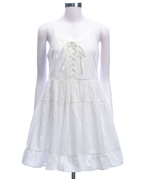 clear（クリア）の「【バレエコア/レイヤード】ドット柄レースアップキャミワンピース[ビスチェ/チュニック/ガーリー]（ワンピース・レディース・ライトピンク/ライトベージュ/ブラック/オフホワイト・F）」の20枚目の写真