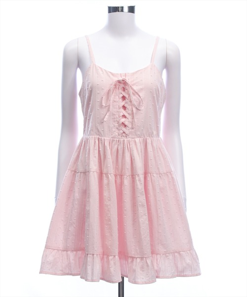 clear（クリア）の「【バレエコア/レイヤード】ドット柄レースアップキャミワンピース[ビスチェ/チュニック/ガーリー]（ワンピース・レディース・ライトピンク/ライトベージュ/ブラック/オフホワイト・F）」の18枚目の写真