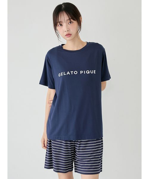 セール】レーヨンロゴTシャツ&ボーダーハーフパンツセット（ルーム