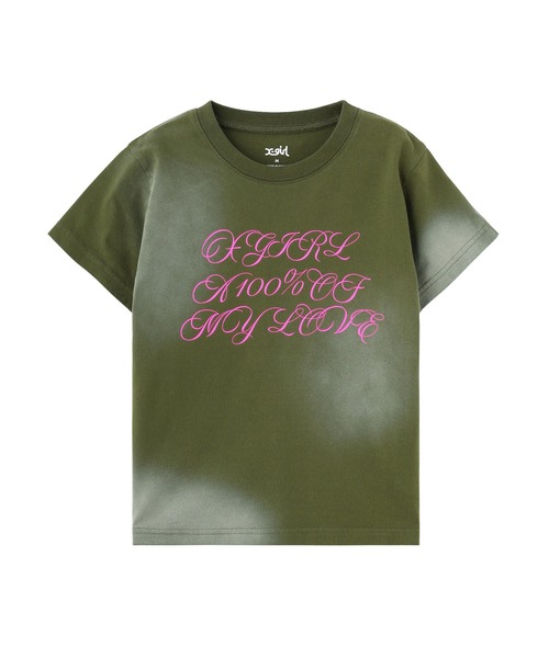X-girl（エックスガール）の「FADED SCRIPT LOGO S/S BABY TEE（Tシャツ/カットソー・レディース・ブラック/オリーブ/ベージュ・S/M）」の7枚目の写真